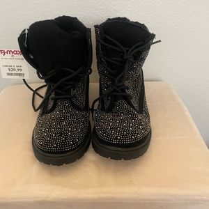 New with tags! Black rhinestone Combat boots